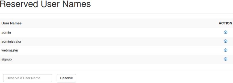 Reserve User Name